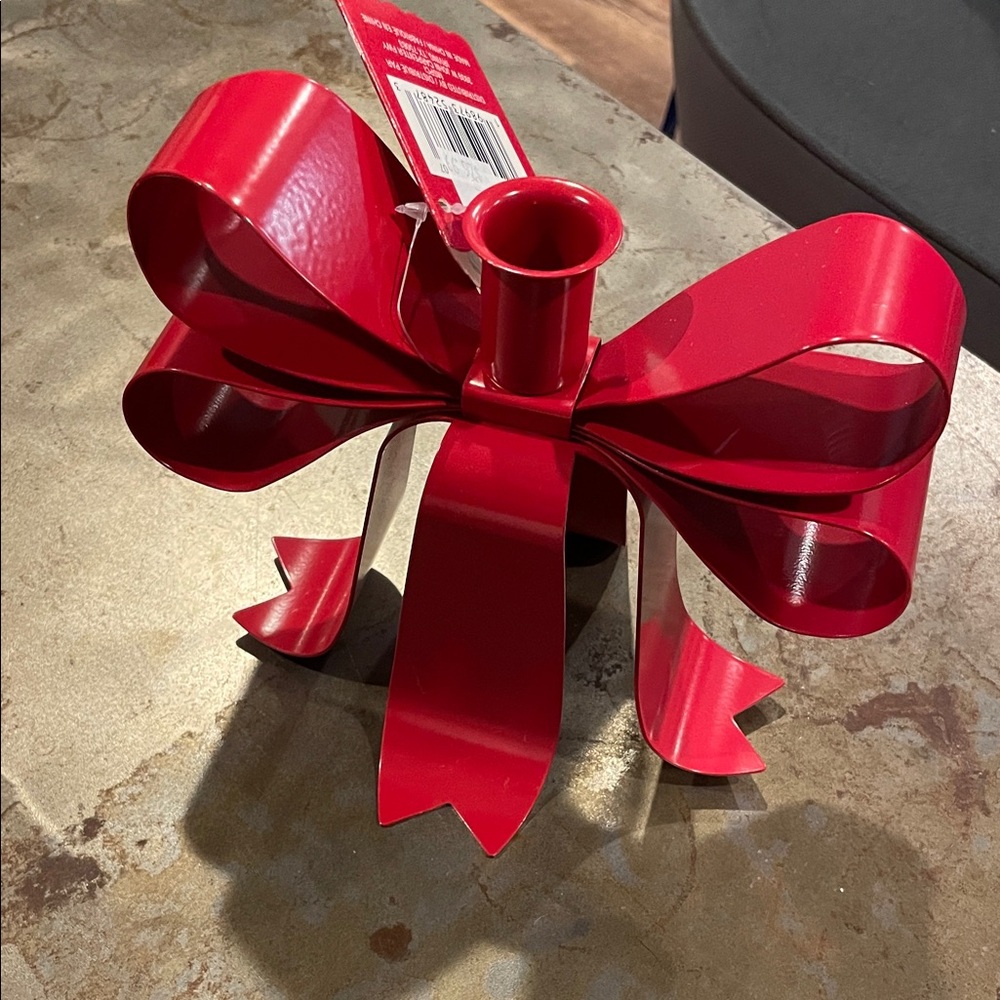 Red Bow Metal Candle Holder